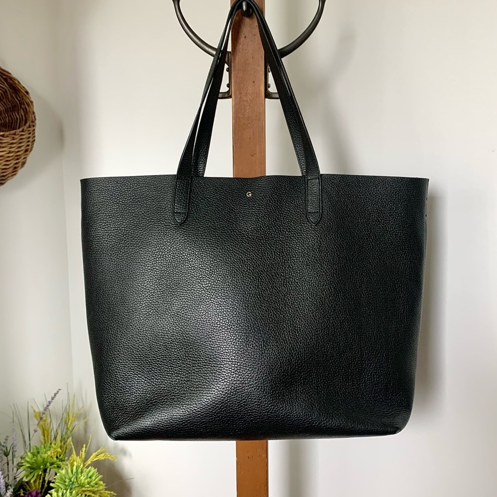 Cuyana Black Leather Tote Luxe Shoulder Bag